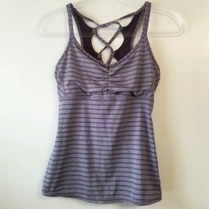Prana Filament Purple Stripe Yoga Tank Top. Size Small.